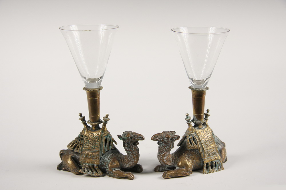 PAIR BRASS FIGURAL CORDIALS - Pair