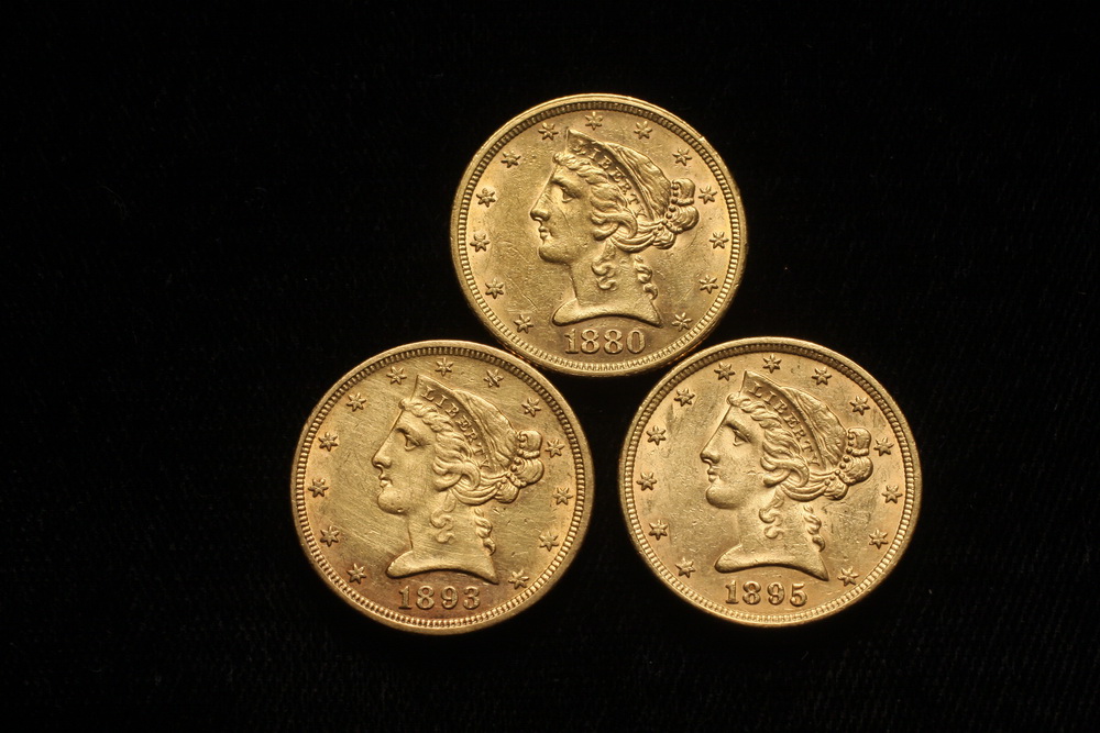 COINS - (3) Liberty Head $5 gold