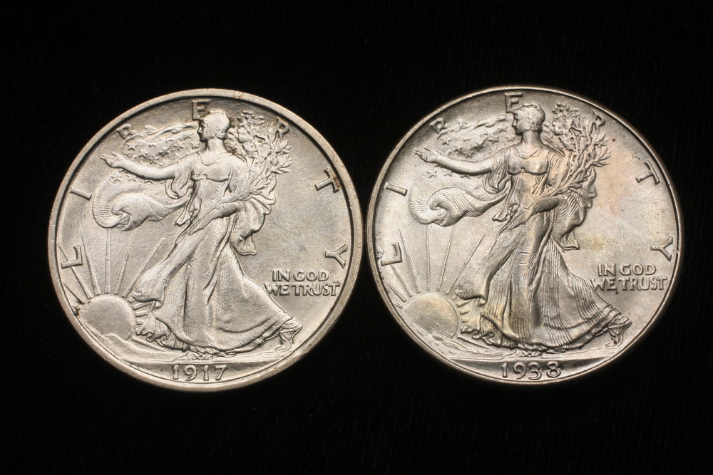  2 COINS 1 1917S Walking Liberty 16546e