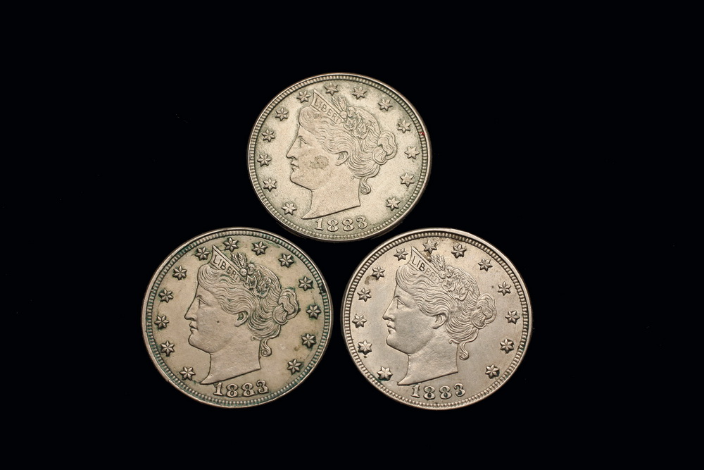 COINS - (3) Liberty Head V nickels