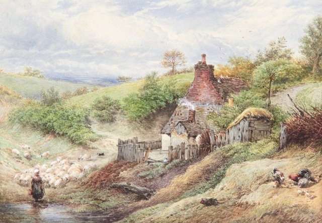 H J Birkett after Myles Birket Foster/Shepherdess