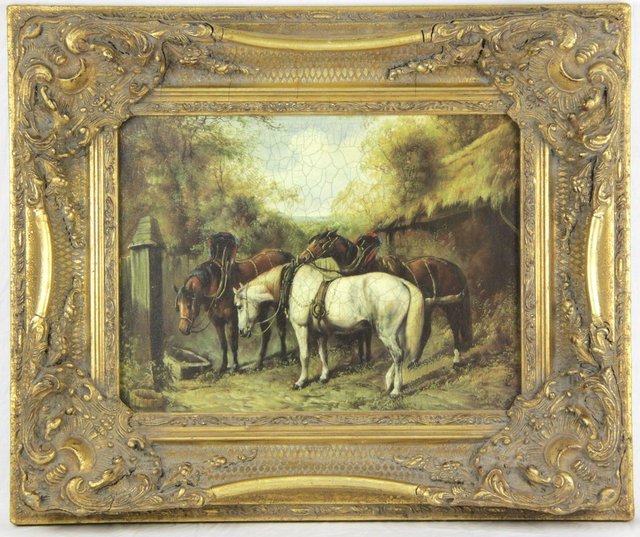 after Herring/Horses in a Stable Yard/oil