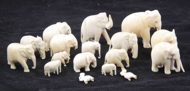 A quantity of Indian ivory animals