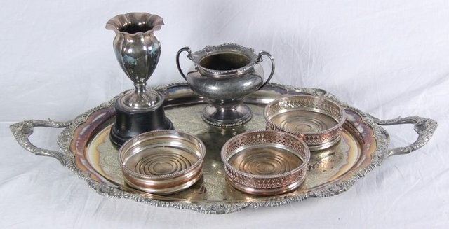 A large silver plated two handled 165550