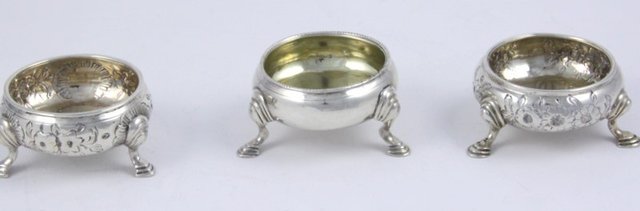 A pair of silver salts circa 1750