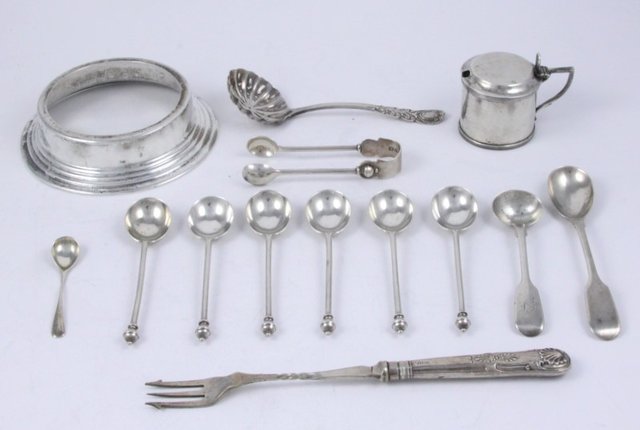 A set of six silver coffee spoons and