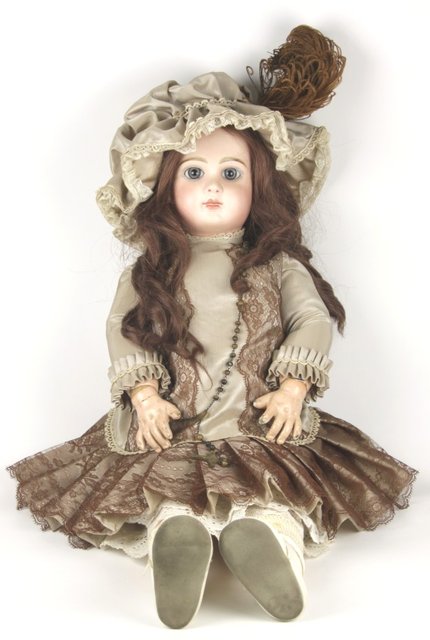 A Jumeau bisque head doll printed