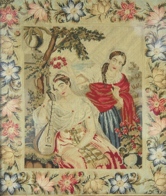 A 19th Century needlework panel 1655ca