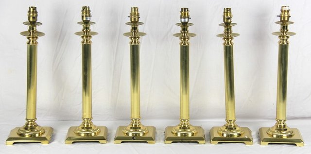 Six brass table lamps with reeded 1655e1