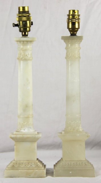 A pair of alabaster column table