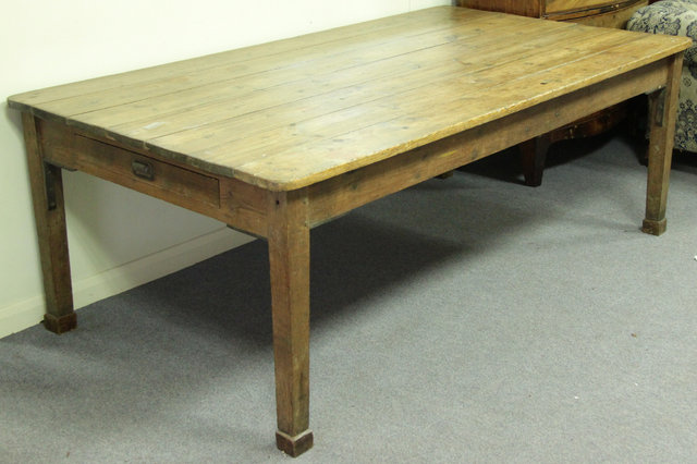 A 19th Century pine table the rectangular