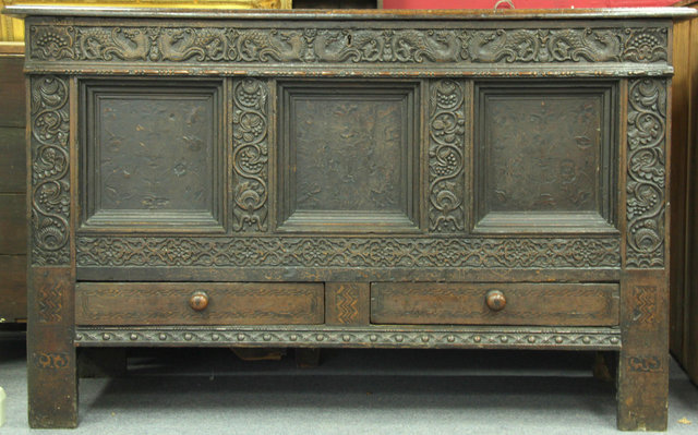 A oak chest part 17th Century the 16565a