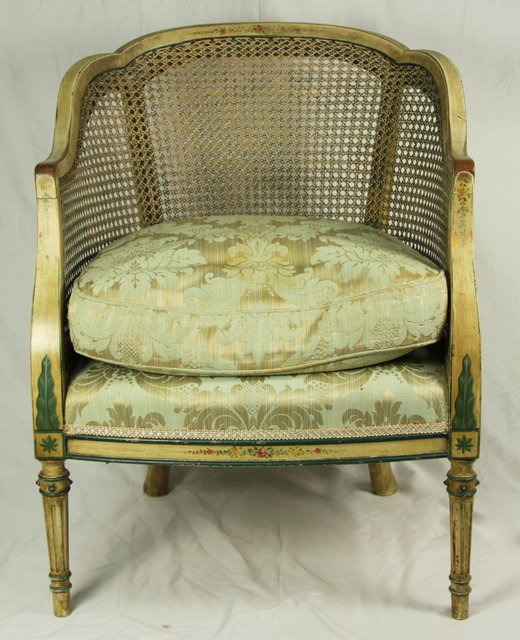 A French cane back chair with painted