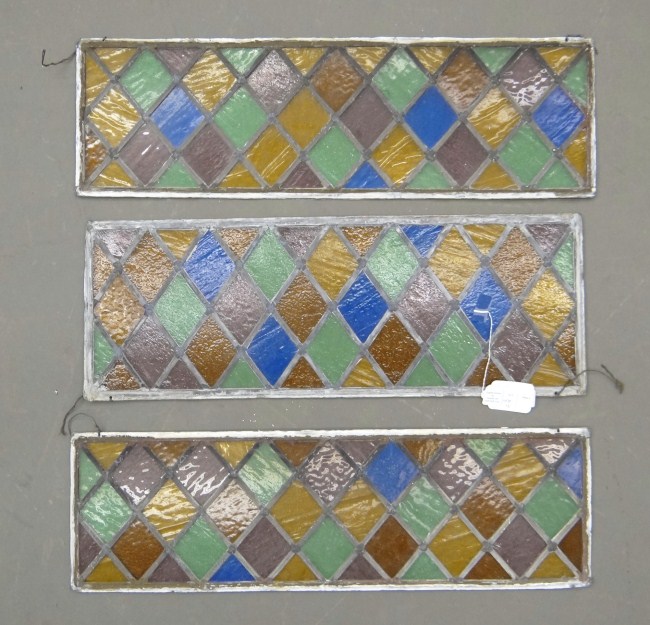 Lot (3) stained glass windows. 10