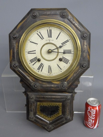 19th c. schoolhouse clock. Labeled S.