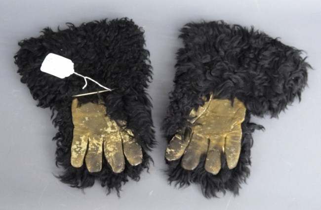 Pair vintage bear fur mittens.