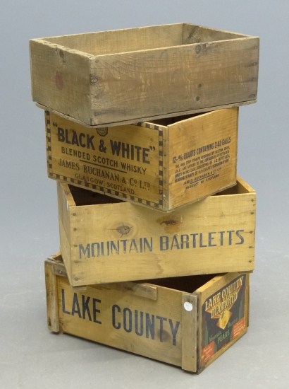 Lot (4) early advertising crates.