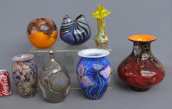 Lot 7 pcs. misc. art glass.