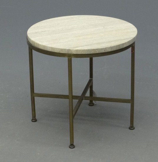 Vintage metal base marble top table.