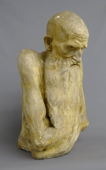 Early plaster bust of bearded man.