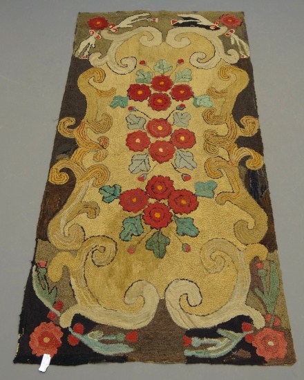 19th c. floral and geometric hooked