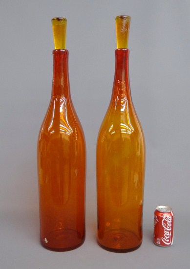 Pair labeled Blenko Handcraft bottles