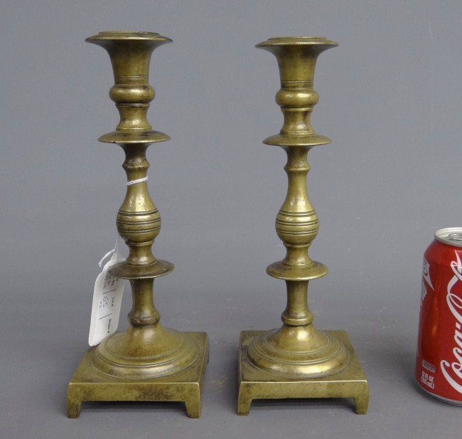 Pair 19th c. brass candlesticks. 10