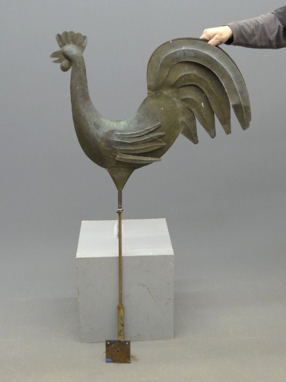 Rooster weathervane. 29'' x 50''.