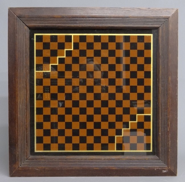 19th c. reverse painted gameboard.