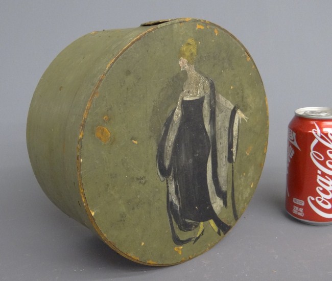 19th c. pantry box. Lid painted with