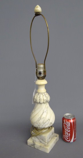 Early alabaster lamp. 24 Overall Ht.