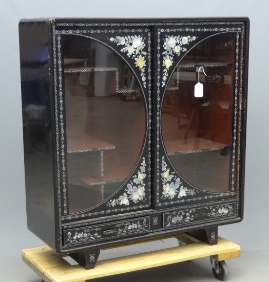 Vintage Japanese 2 glass door cabinet.