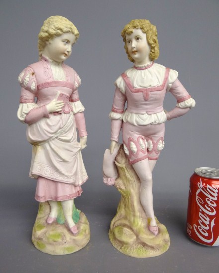 Pair early bisque Heubach figures.