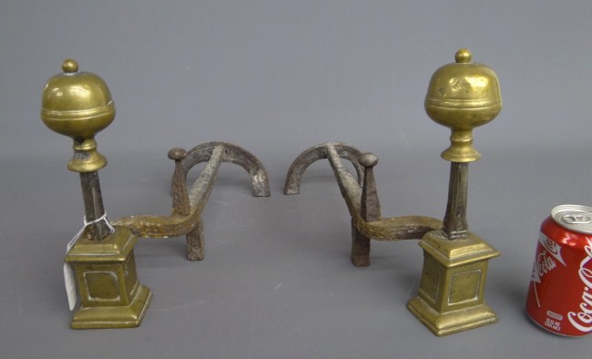 Pair 18th c brass and wrought 167efe