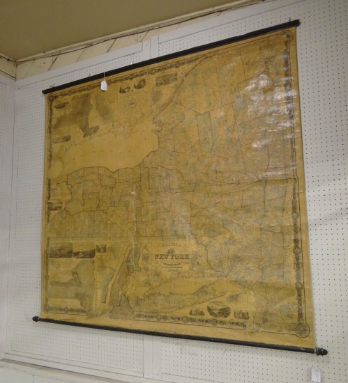 19th c. rolled map of N.Y.S. dated
