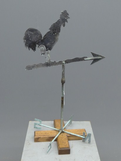 Sheet metal rooster weathervane