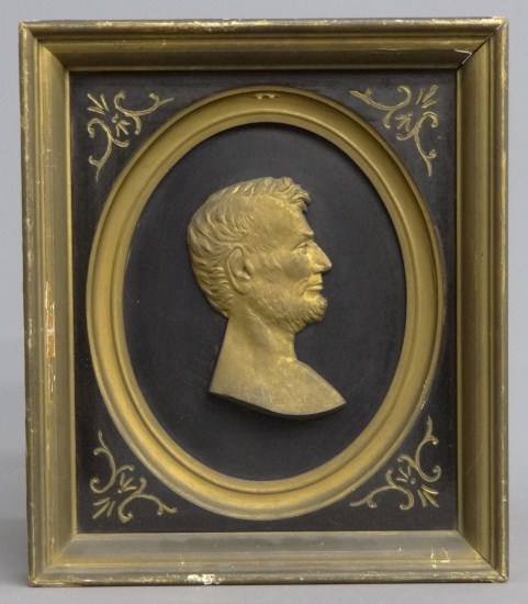 19th c. framed Lincoln plaque.