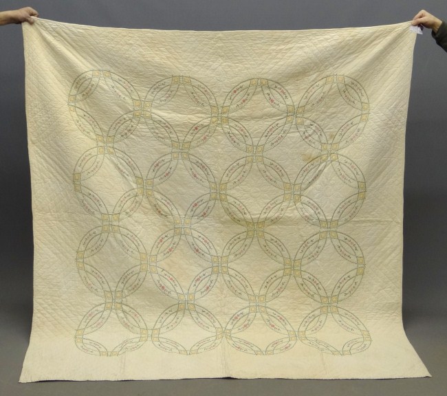 C 1920 s embroidered quilt Staining  167f36