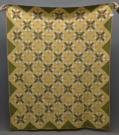 19th c. 9 patch variation quilt. 66