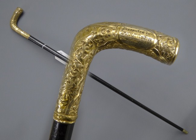 Gold tipped presentation cane ''by