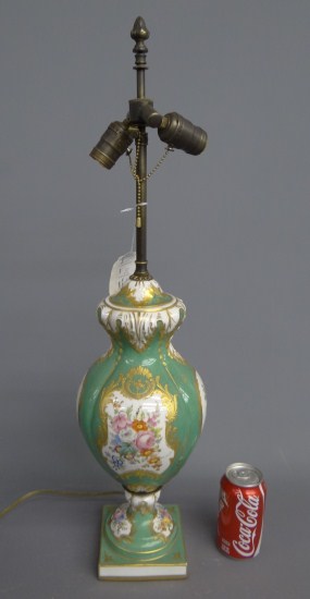 Old Paris painted lamp. 28 Overall