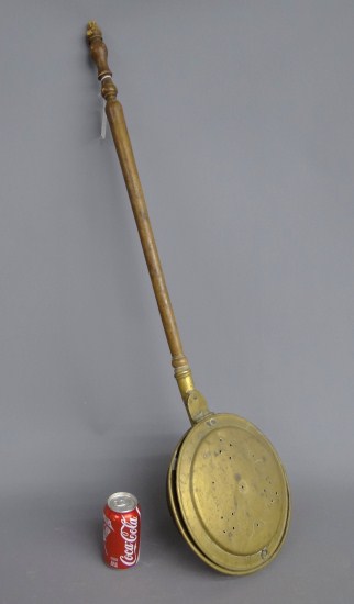 19th c. brass bedwarmer. 43'' Length.