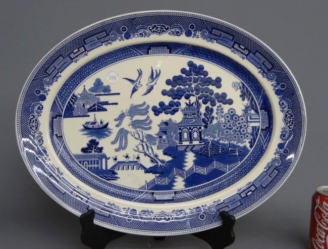19th c. blue and white platter signed
