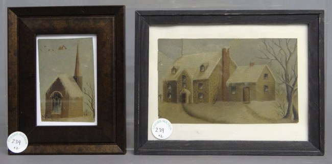 Lot 2 small 19th c. primitive paintings