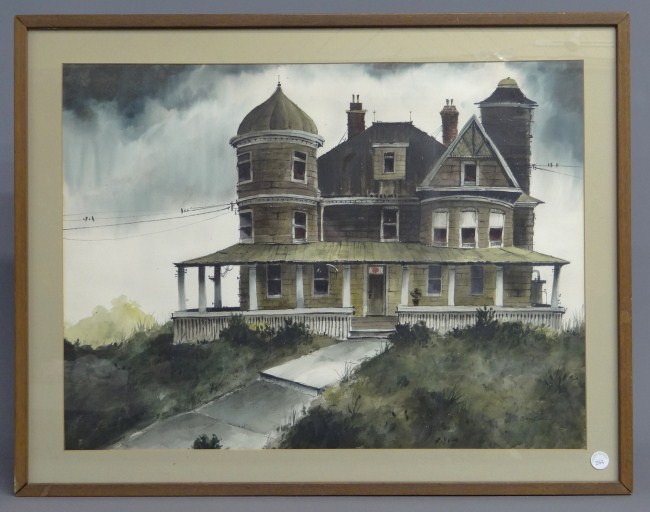Watercolor of Victorian house in