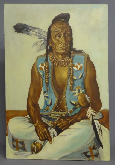 Painting oil on canvas Native American 167f8f