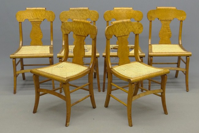 Set of 6 19th c cane seat birdseye 167f9a