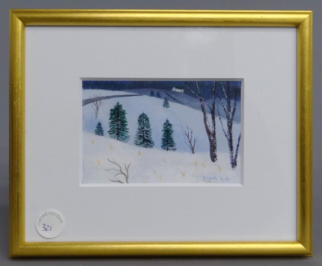 Painting acrylic winter scene signed 167fac
