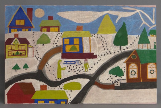 C. 1950s outsider art painting on fabric