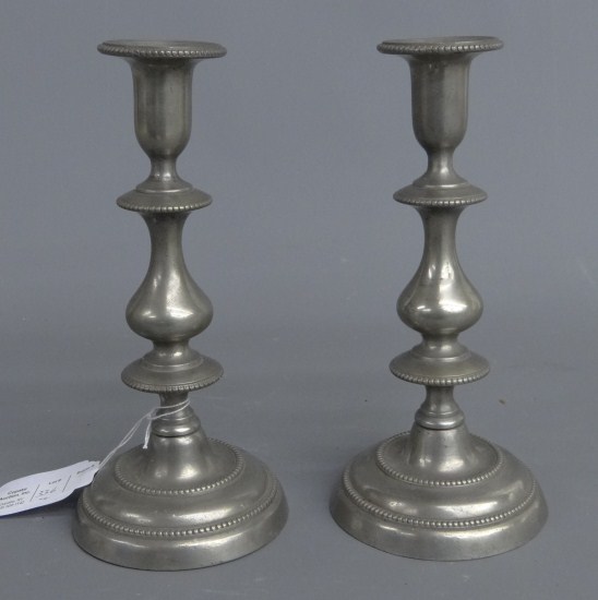Pair early candlesticks. 10 1/4 Ht.